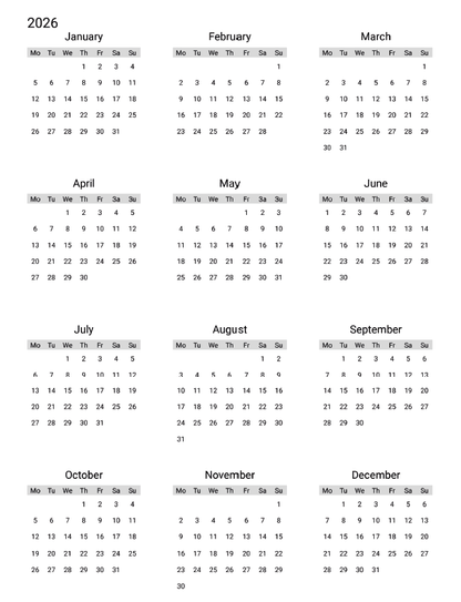2 Year Monthly Planner
