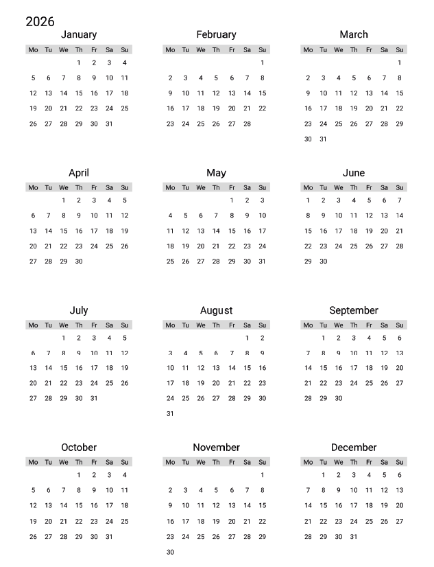 2 Year Monthly Planner