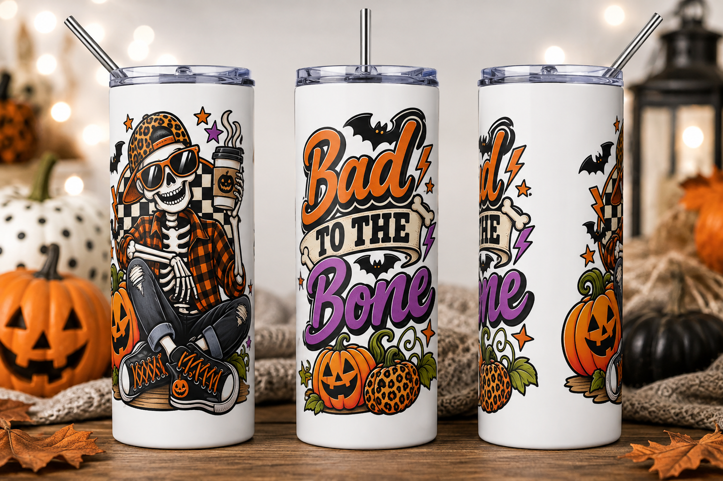 Bad to the Bone Halloween 20 oz Tumbler