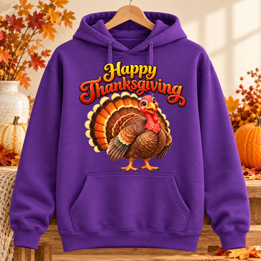 Happy Thanksgiving Turkey Hoodie – Cute Fall Graphic Pullover