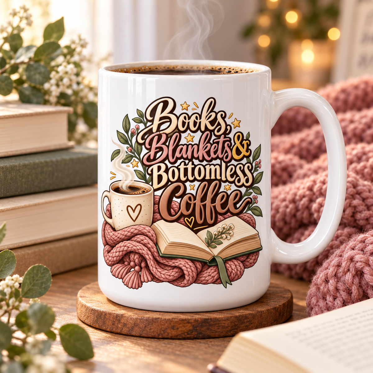 Books, Blankets & Bottomless Coffee Mug – Book Lover Gift