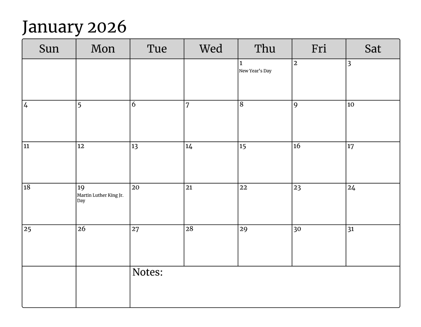 City Scapes 2026 Calendar