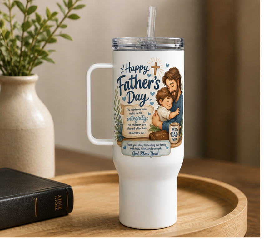 Happy Father’s Day Christian Travel Mug with Handle