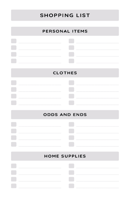 Personal Shopping List Coil Bound Book