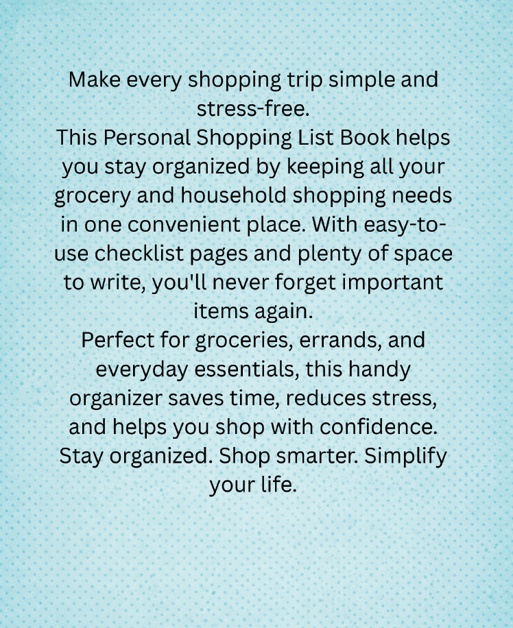 Personal Shopping List Coil Bound Book