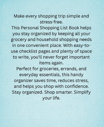 Personal Shopping List Coil Bound Book
