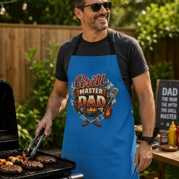 Grill Master Dad Apron – Funny BBQ Cooking Apron for Fathers