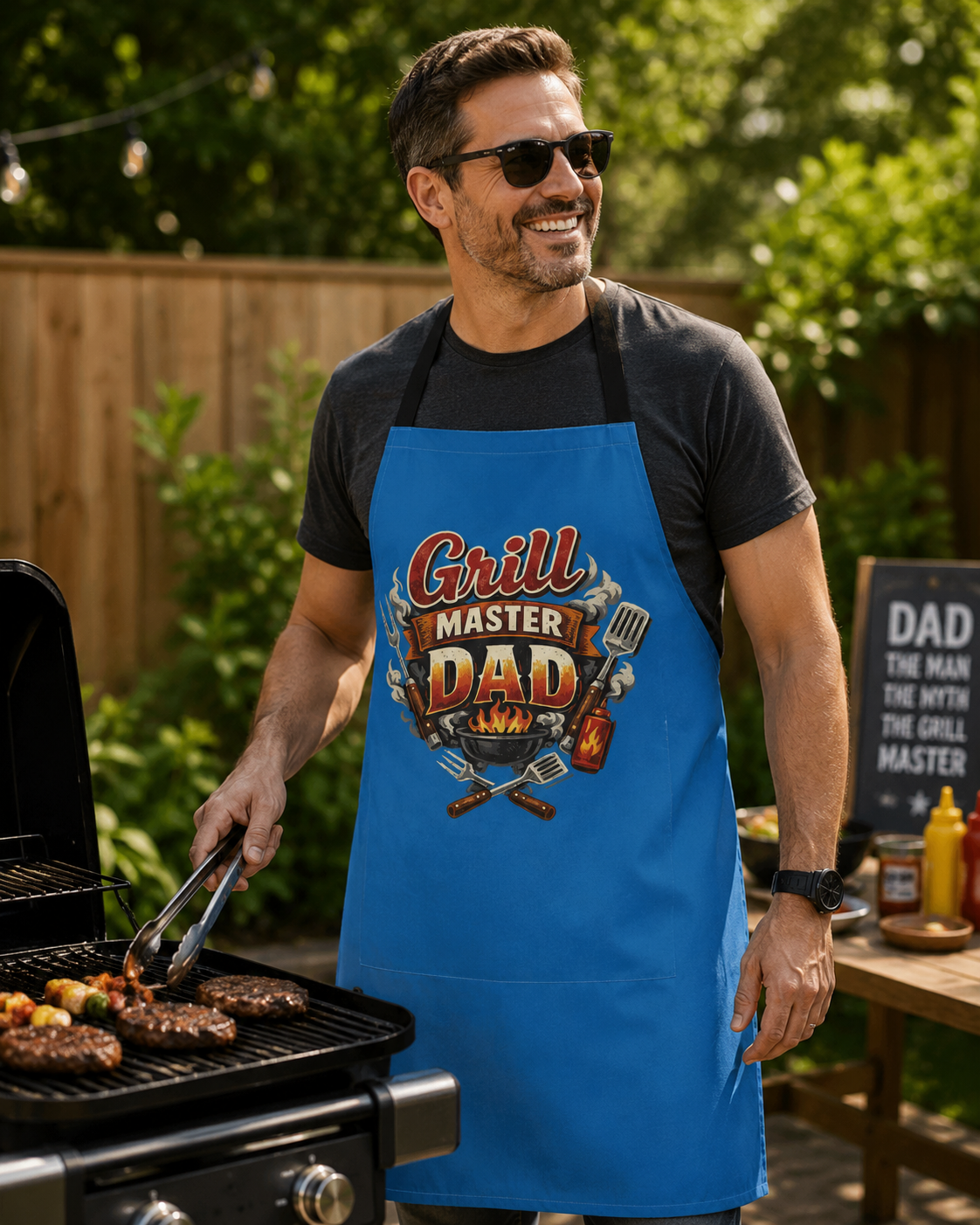 Grill Master Dad Apron – Funny BBQ Cooking Apron for Fathers