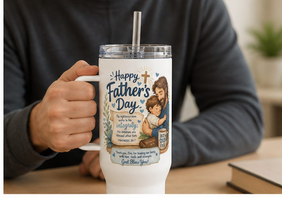 Happy Father’s Day Christian Travel Mug with Handle