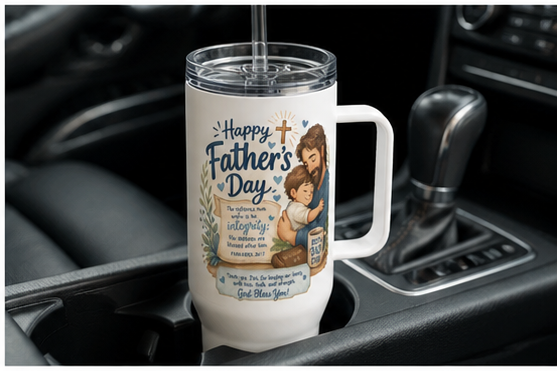 Happy Father’s Day Christian Travel Mug with Handle