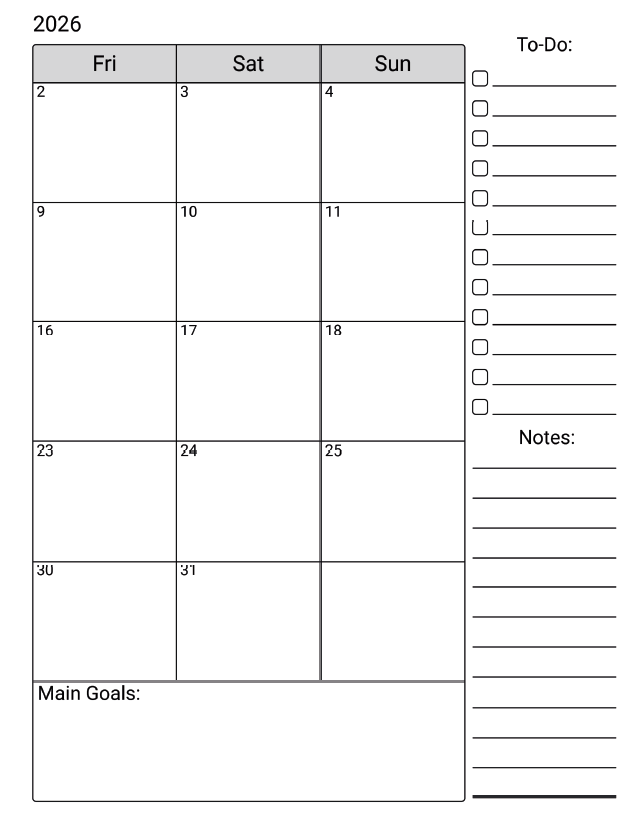 2 Year Monthly Planner