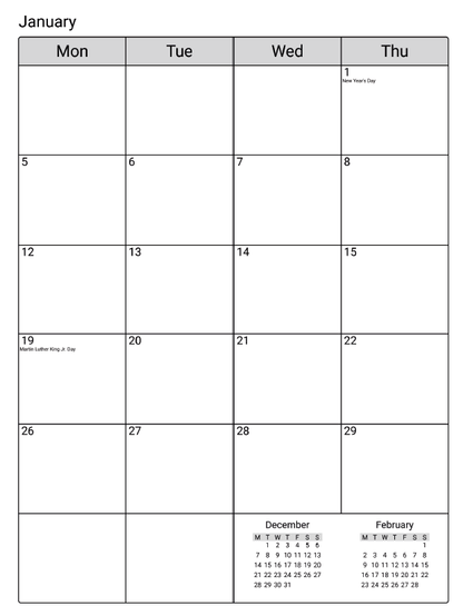 2 Year Monthly Planner