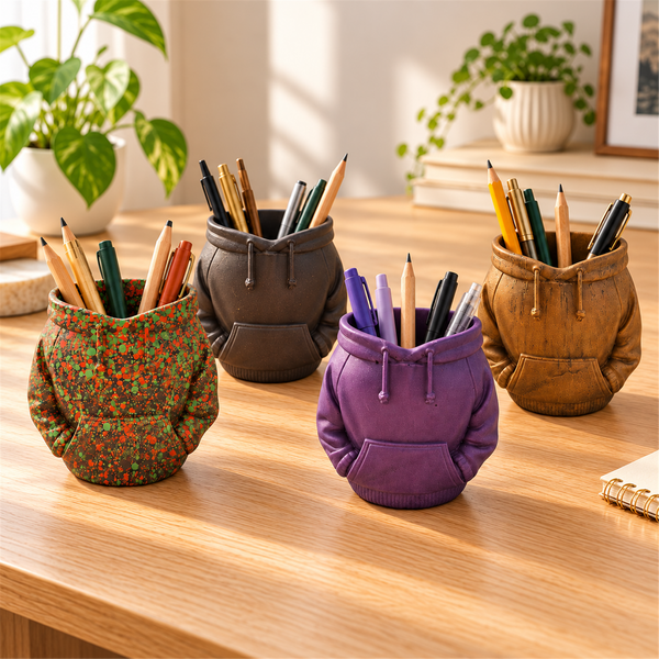 Handmade Resin Hoodie Pen Holder | Desk Pencil Cup